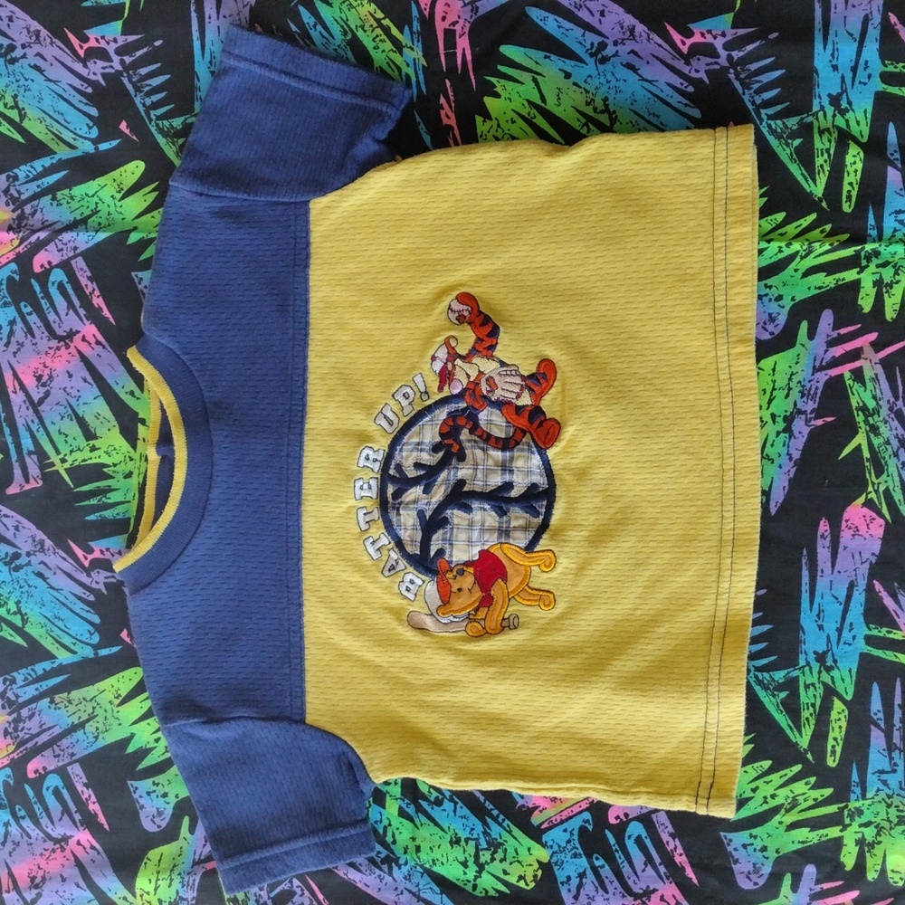 VTG Disney Winnie The Pooh Batter Up Embroidered T-Shirt